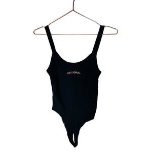 EUC Forever 21 Black Emotional Thong Bodysuit Medium